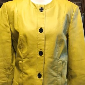 SPIEGEL GREEN LEATHER SUIT! 👒Sz 4 skirt Sz 8 jack